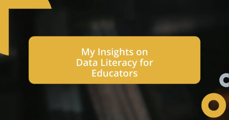 My Insights on Data Literacy for Educators