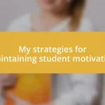 My strategies for maintaining student motivation